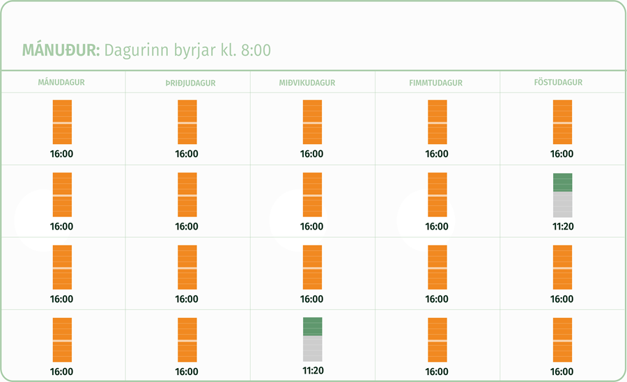 Stytting einn dag, aðra hvora viku